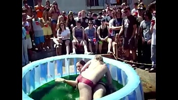 Topless Public Pool Wrestling Part 3 - If you're gonna go topless, might as well be wet and wrestling another girl