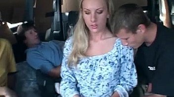 Blonde slut getting fucked in the van