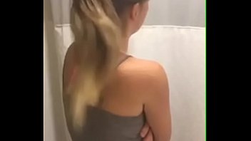 shy skinny blonde teen showering while bff is watching