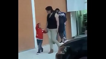 Thresome teen having sex in front of public caught