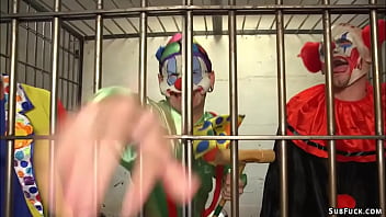 Little slut dap fucked by clowns