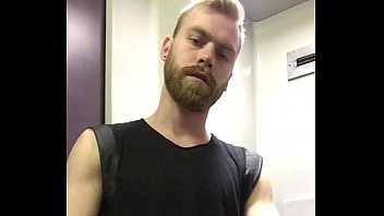 Ginger bearded guy stripping naked in the train toilets