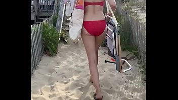 Red Bikini Beach Teen Ass Spycam