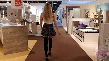 Cute Teen masturbates public in furniture store !