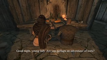 (Skyrim) Obese geezer pays to fuck a busty nord woman