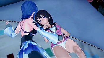 Kiari licks Aqua's pussy, tribbing orgasm - KH Hentai.