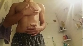 Bathing in water with soap and showing ass and cock