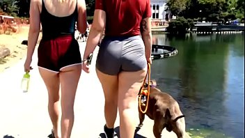 Two sexy girls walking