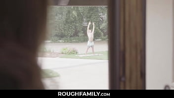 Horny Stepmom Spying and Fucking her Yoga Son