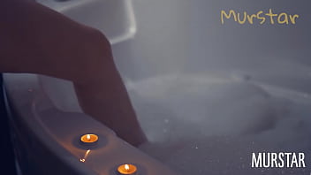 Just nude girl in bathroom with music
